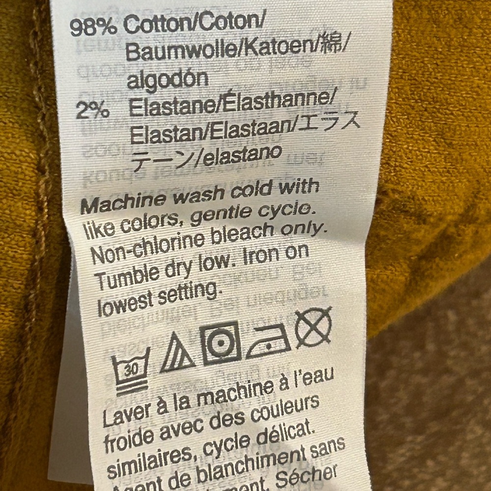J. Crew 9" High-Rise Skinny Corduroy Pants Mustard Yellow - Picture 9 of 11